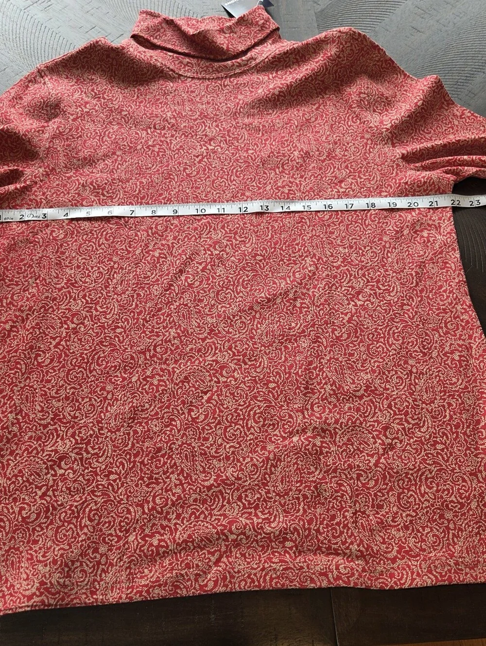 Vintage Red Paisley Mock Neck Top XXL Grandmacore Cottagecore Holiday